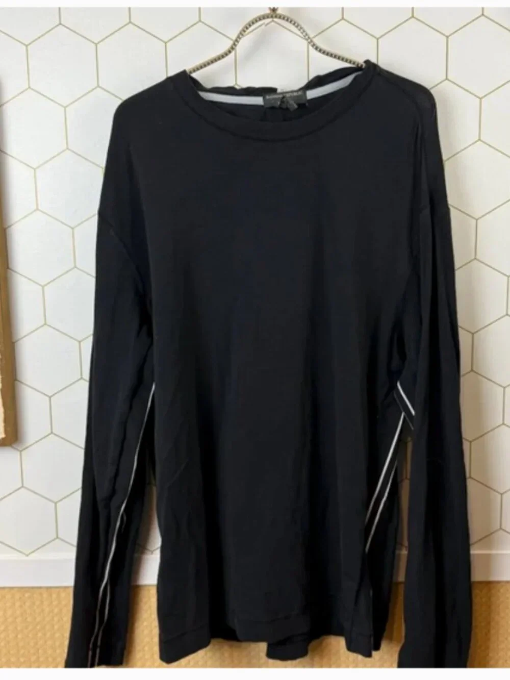 Banana Republic Factory Black Top with Side Stripe Detail - Size - Large